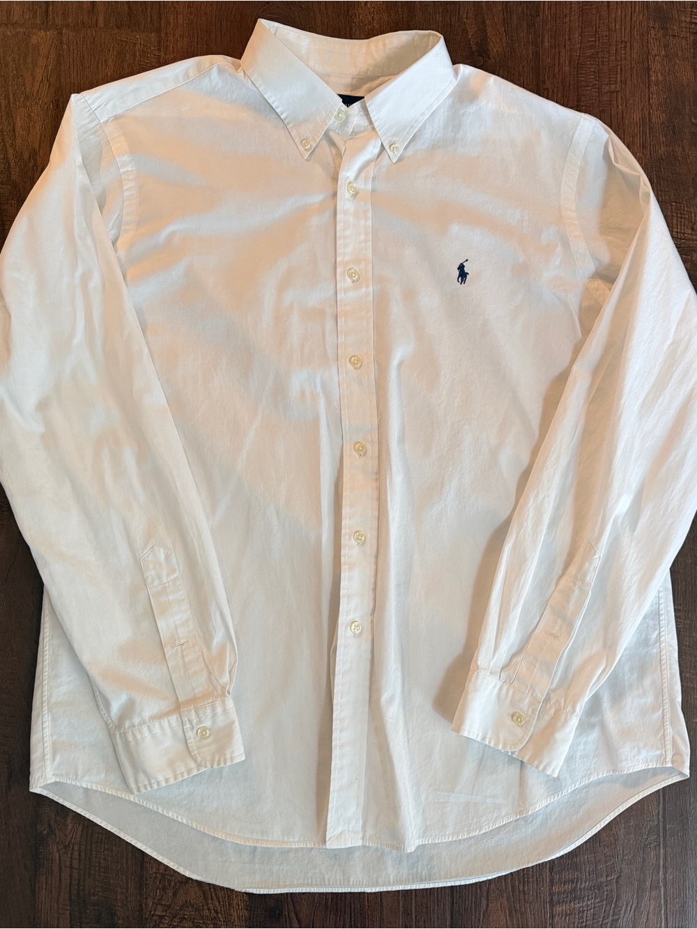 Polo Ralph Lauren Men’s XL White Button Down Long Sleeve Shirt Navy Pony